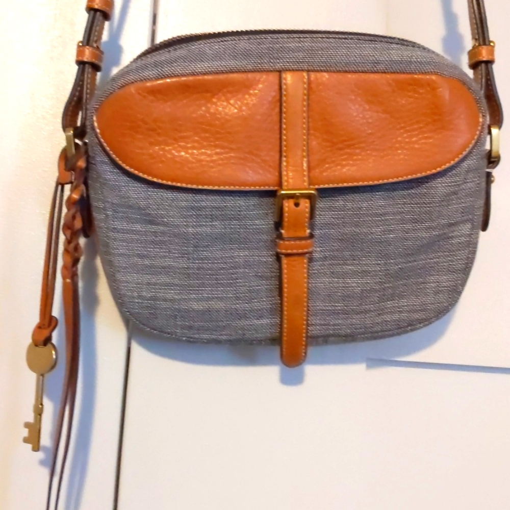 Fossil Denim and leather purse